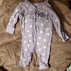 Lavender Polka Dot Ruffle Footless Sleeper